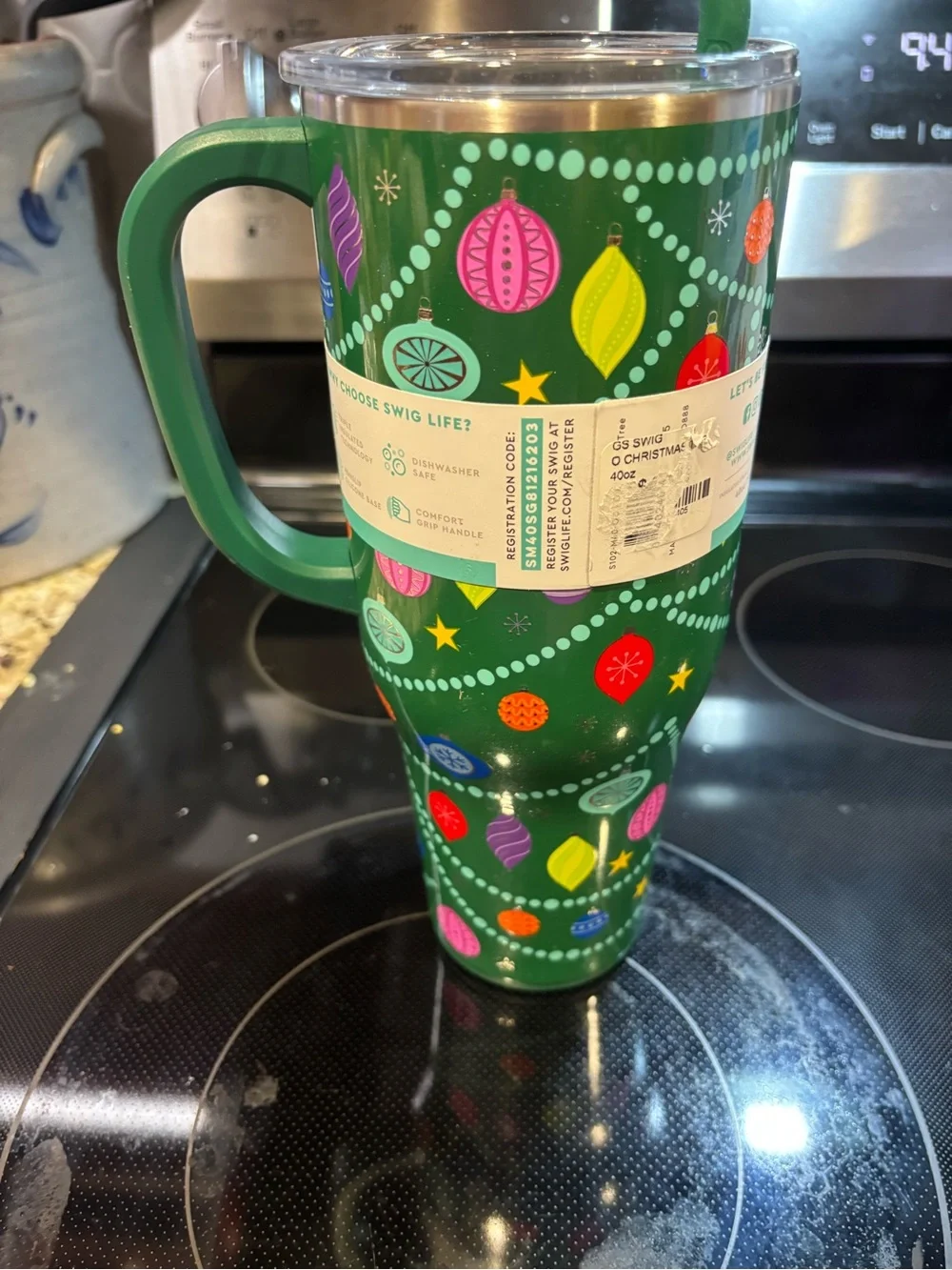 Swig Green Holiday Ornament Travel Tumbler with Handle 40 oz